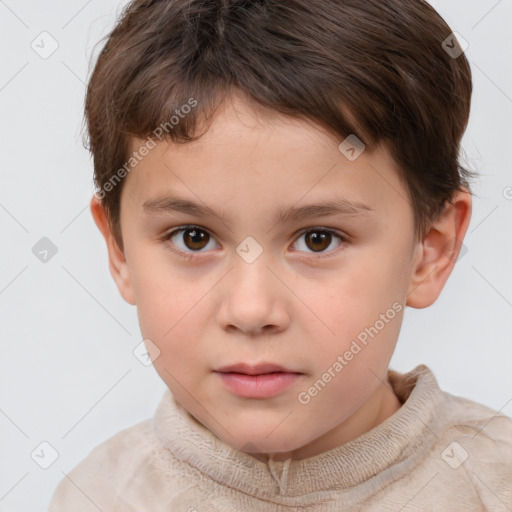 Neutral white child male with short  brown hair and brown eyes