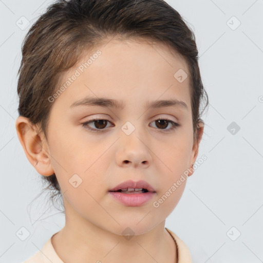 Neutral white child female with medium  brown hair and brown eyes