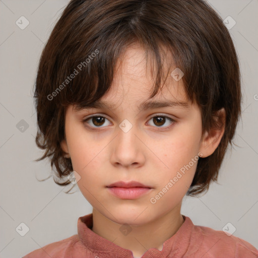 Neutral white child female with medium  brown hair and brown eyes