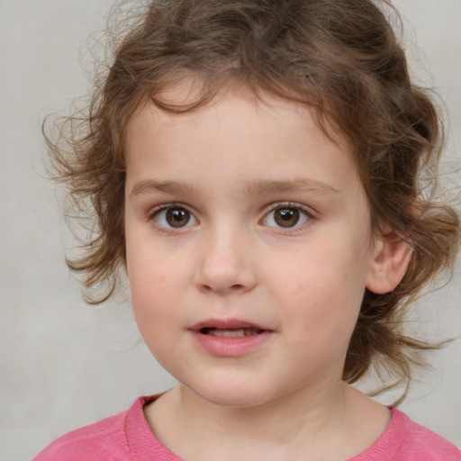 Neutral white child female with medium  brown hair and brown eyes