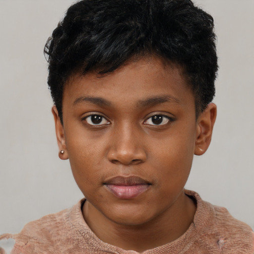 Neutral asian child male with short  brown hair and brown eyes