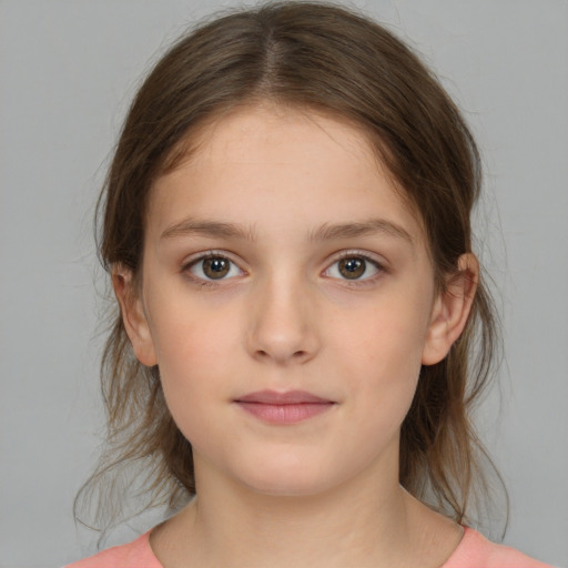 Neutral white child female with medium  brown hair and brown eyes