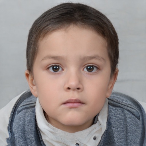 Neutral white child female with short  brown hair and brown eyes