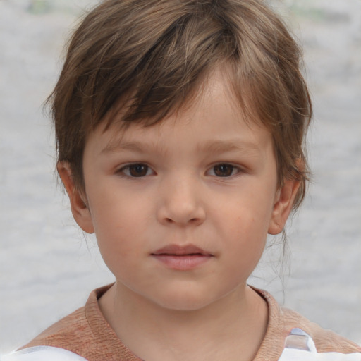 Neutral white child male with medium  brown hair and brown eyes