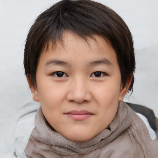 Neutral white child female with short  brown hair and brown eyes