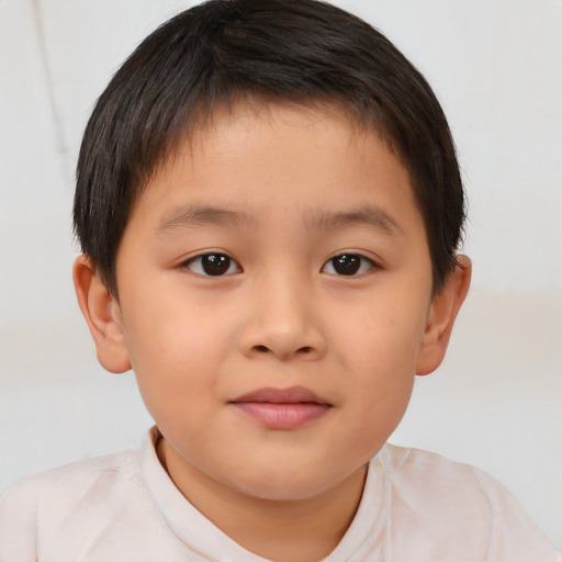 Neutral white child male with short  brown hair and brown eyes