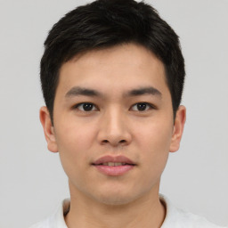 Neutral asian young-adult male with short  brown hair and brown eyes