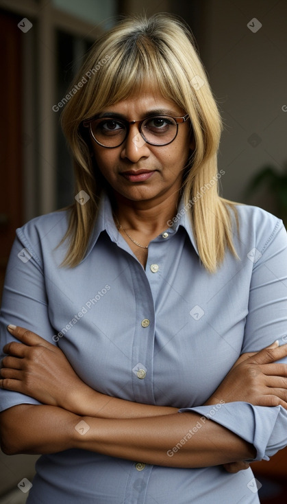 Indian middle-aged female with  blonde hair