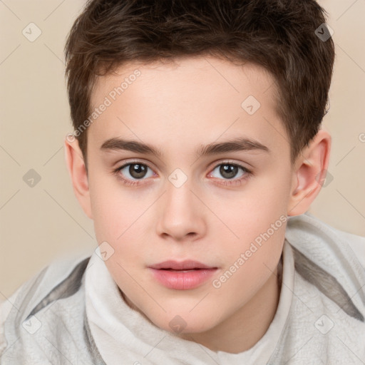 Neutral white child male with short  brown hair and brown eyes