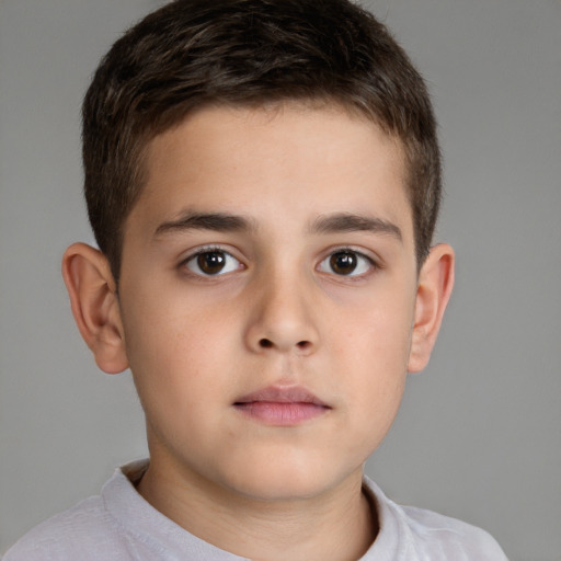 Neutral white child male with short  brown hair and brown eyes