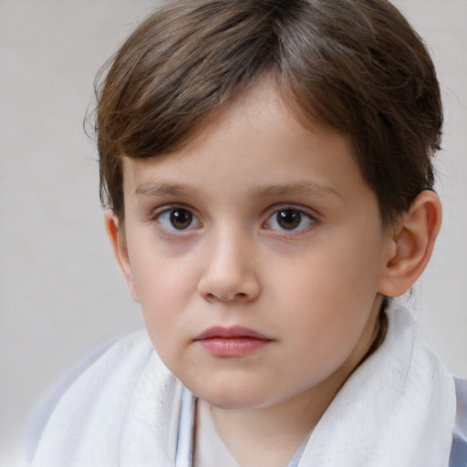 Neutral white child female with short  brown hair and brown eyes