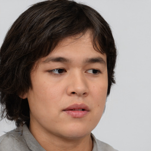 Neutral asian young-adult male with medium  brown hair and brown eyes