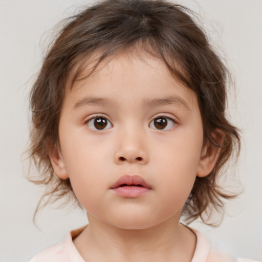 Neutral white child female with medium  brown hair and brown eyes