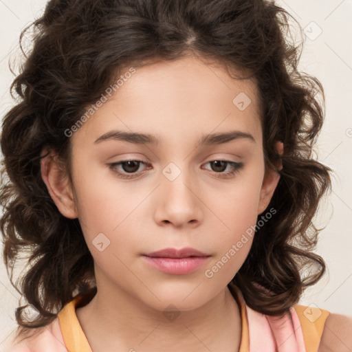 Neutral white child female with medium  brown hair and brown eyes