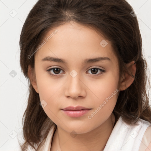 Neutral white child female with medium  brown hair and brown eyes