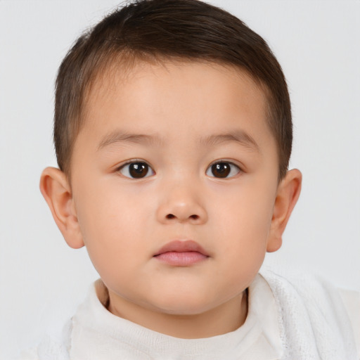 Neutral white child male with short  brown hair and brown eyes