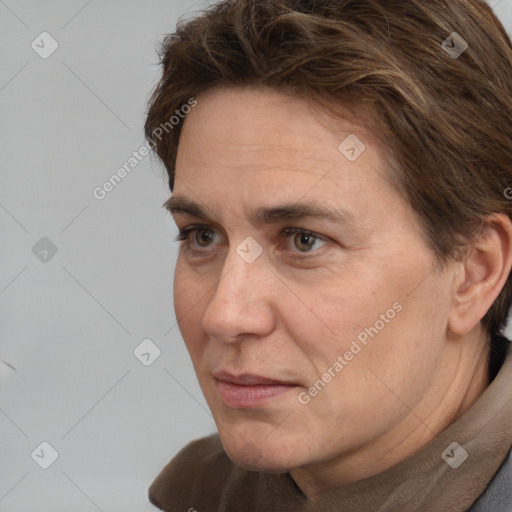 Neutral white adult male with short  brown hair and brown eyes