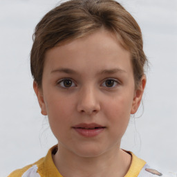 Neutral white child female with short  brown hair and brown eyes