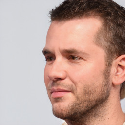 Neutral white adult male with short  brown hair and brown eyes