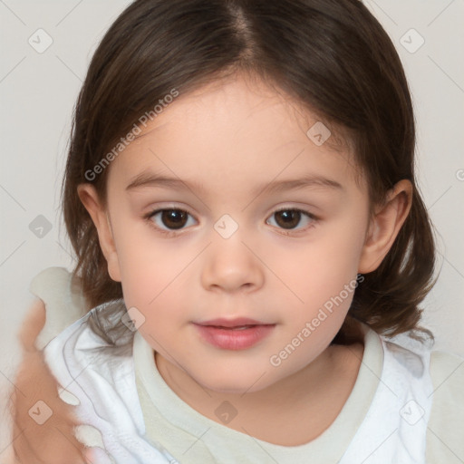 Neutral white child female with medium  brown hair and brown eyes