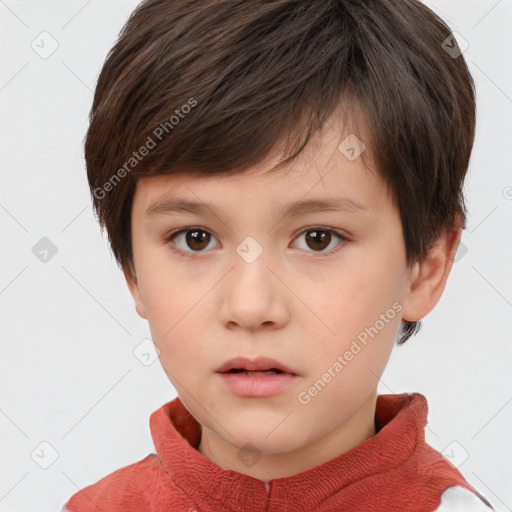 Neutral white child male with short  brown hair and brown eyes