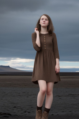 Icelandic young adult female with  brown hair