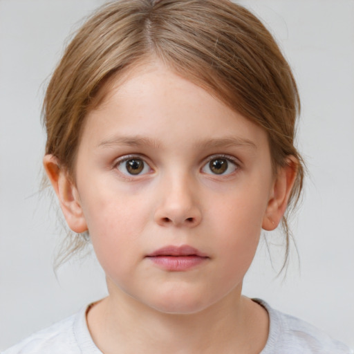 Neutral white child female with medium  brown hair and brown eyes