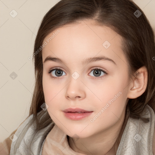 Neutral white child female with medium  brown hair and brown eyes