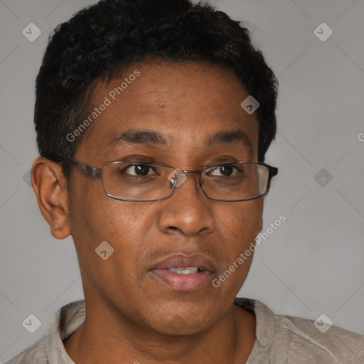 Neutral asian adult male with short  brown hair and brown eyes