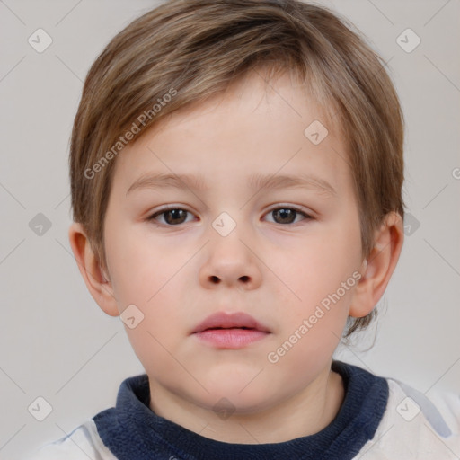 Neutral white child male with short  brown hair and brown eyes