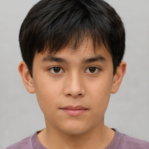Neutral white child male with short  brown hair and brown eyes