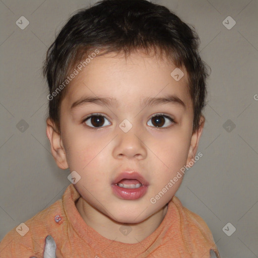 Neutral white child male with short  brown hair and brown eyes