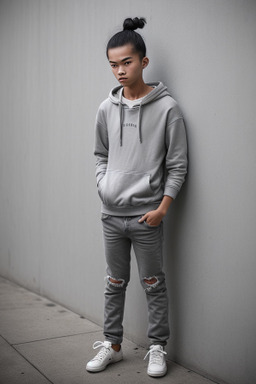 Vietnamese teenager boy with  gray hair