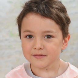 Neutral white child female with short  brown hair and brown eyes