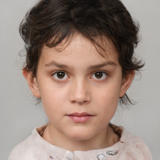 Neutral white child female with medium  brown hair and brown eyes