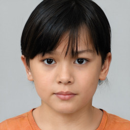 Neutral white child female with short  brown hair and brown eyes