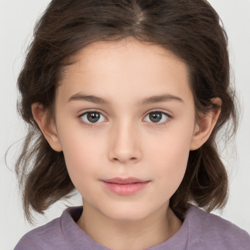 Neutral white child female with medium  brown hair and brown eyes