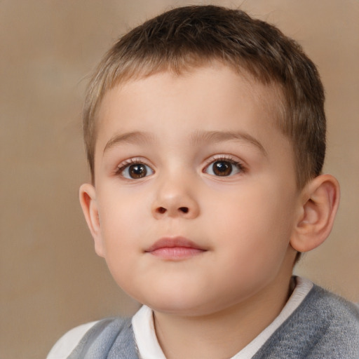 Neutral white child male with short  brown hair and brown eyes