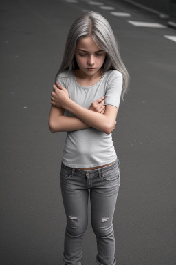 Swiss child girl with  gray hair