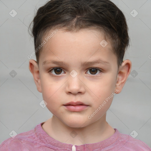 Neutral white child male with short  brown hair and brown eyes