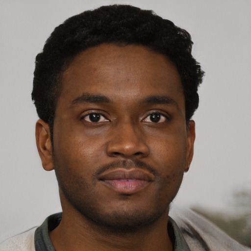 Neutral black young-adult male with short  brown hair and brown eyes