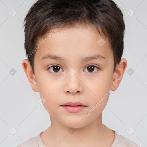 Neutral white child male with short  brown hair and brown eyes