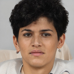 Neutral asian young-adult male with short  brown hair and brown eyes