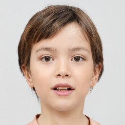 Neutral white child male with short  brown hair and brown eyes