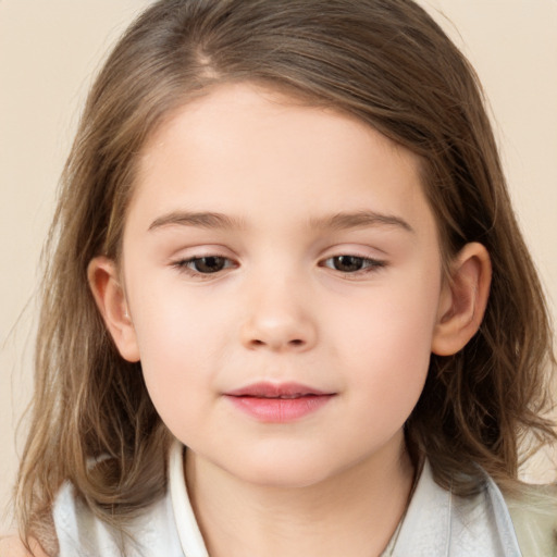 Neutral white child female with medium  brown hair and brown eyes