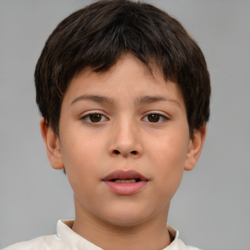 Neutral white child male with short  brown hair and brown eyes