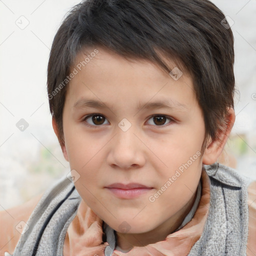 Neutral white child male with short  brown hair and brown eyes