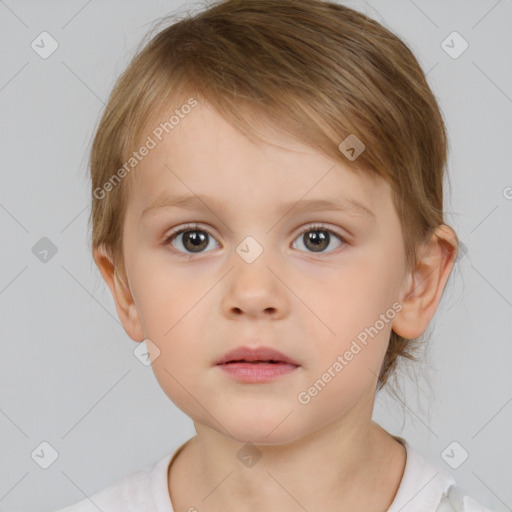 Neutral white child female with medium  brown hair and brown eyes