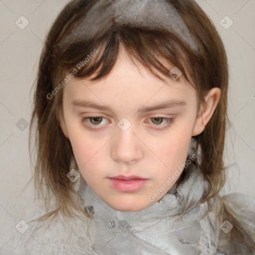 Neutral white young-adult female with medium  brown hair and grey eyes