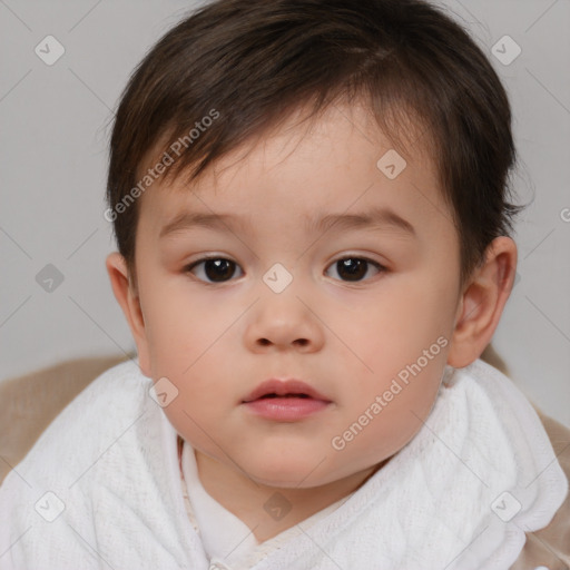 Neutral white child female with short  brown hair and brown eyes